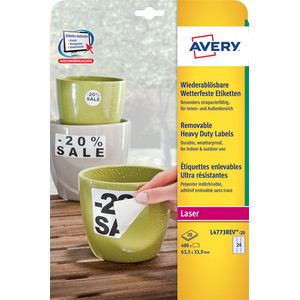 Polyester etiketten Avery L7063-20 14 etiketten per vel 99,1 x 38,mm