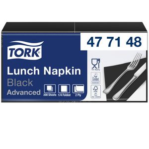 Lunchservet Tork Advanced 1/4 vouw 2-laags 328x325mm 200 vel zwart 477148
