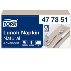 Lunchservet Tork Advanced 1/8 vouw 2-laags 328x325mm 200 vel naturel 477351