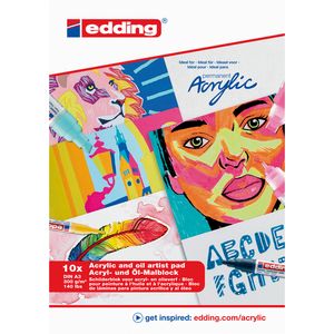 Olie- en Acrylblok edding 30010 A3 10 vel 300 gram wit