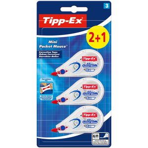 Correctietape Tipp-Ex mini pocket mouse 5mmx6m blister 2+1 gratis