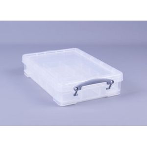 Opbergbox Really Useful 4 liter inclusief vakkenverdeler 395x255x88mm transparant wit