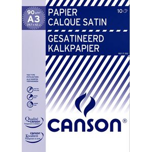 Kalkpapier Canson gesatineerd 10vel 90gr A3 doorschijnend