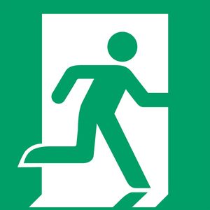 Pictogram bordje Djois Nooduitgang rechts 200x200mm groen