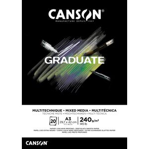 Mixed mediapapier Canson Graduate Mixed Media 20vel 240gr A3 zwart