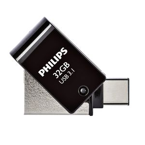 USB stick 3.1 Philips 2in1 USB-C USB-A 32GB zwart