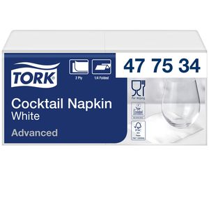 Cocktailservet Tork Advanced 1/4 vouw 2-laags 238x238mm 200 vel wit 477534