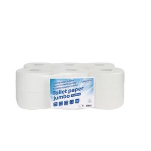 Toiletpapier Cleaninq T2 jumbo klein 2-laags 12x150m wit