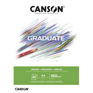 Tekenpapier Canson Graduate Drawing 30vel 160gr A4 helderwit