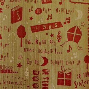 Cadeaupapier sinterklaas 60cm x 125m 6206 bruin kraft 70gr / m2