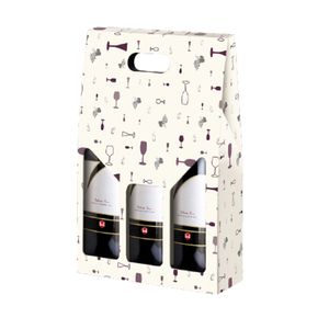 Draagkarton 3 fles creme/bordeaux glazen
