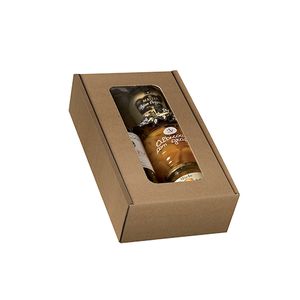 Geschenkdoos met venster 2 fles bruin kraft