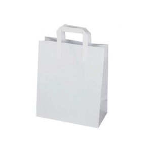 Draagtas papier 22cm x 10cm x 28cm wit onbedrukt gebleekt kraft 70gr / m2