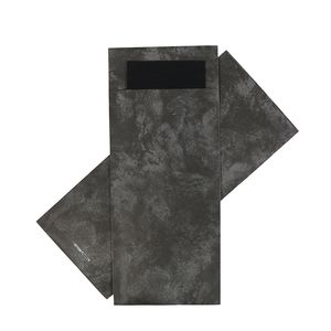 Bestekzakje 8.5cm 20cm antraciet marble met servet zwart