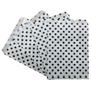Cadeauzakjes gebleekt kraft 17.5cm x 25cm wit zwarte stip 40gr / m2