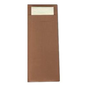 Bestekzakje 8.5cm 20cm bruin Paper2Paper met roze servet