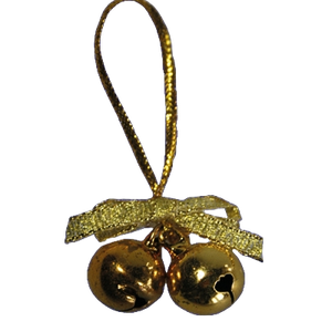 Kerstbelletjes met strikje 10mm goud met koordje