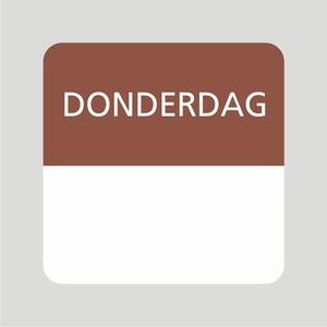 Voedsel etiket 25x25 mm wit permanent (diepvries) opdruk donderdag bruin