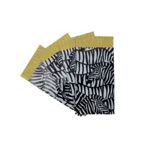 Cadeauzakjes gestreken kraft 7cm x 13cm wit/zwart/geel zebra's 80gr / m2