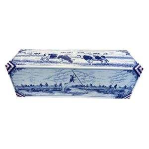Suikerbrood doos 10cm x 10cm x 31cm wit/blauw fries/delftsblauw