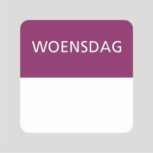Voedsel etiket 25x25 mm wit permanent (diepvries) opdruk woensdag paars
