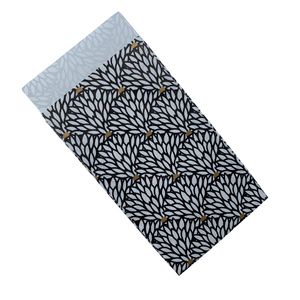 Cadeauzakjes gecoat papier 7cm x 13cm wit/zwart/goud blaadjes 70gr / m2
