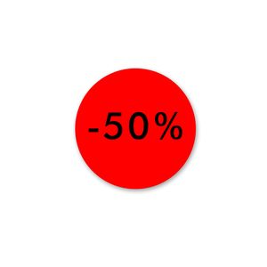 Etiket op rol zwart -50%