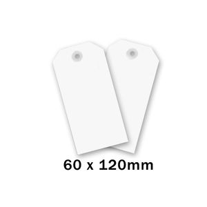 Label 120mm x 60mm wit onbedrukt karton 225gr.