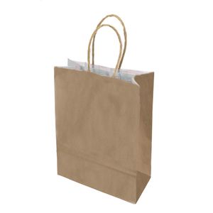 Draagtas papier 22cm x 10cm x 31cm bruin onbedrukt bruin kraft 90gr / m2