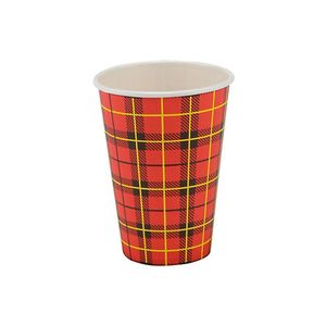 Beker karton 7.03cm 180ml schotse ruit rood
