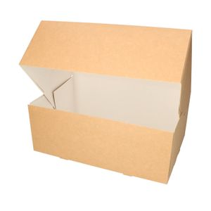 Gebaksdoos met venster 24cm x 16cm x 9cm bruin kraft onbedrukt