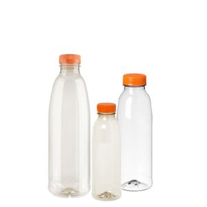 Flessen met oranje dop 500ml pet transparant