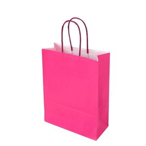 Draagtas papier 18cm x 8cm x 22cm fuchsia onbedrukt gebleekt kraft 90gr / m2