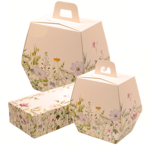 Paaseidoos 18cm x 12.6cm x 23.3cm creme bloemen
