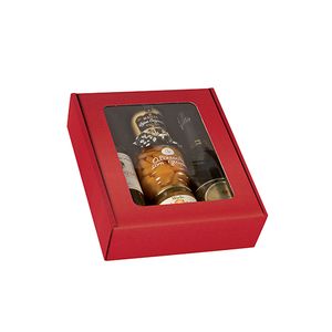 Geschenkdoos met venster 3 fles rood kraft