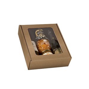 Geschenkdoos met venster 3 fles bruin kraft