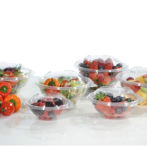 Cups met deksels rond 16cm x 7.5cm 1000ml pet transparant