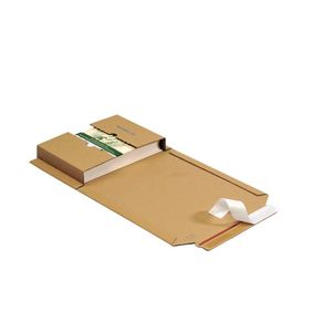 Boekverpakking met plakstrip 302mm x 215mm x 20mm-75mm bruin