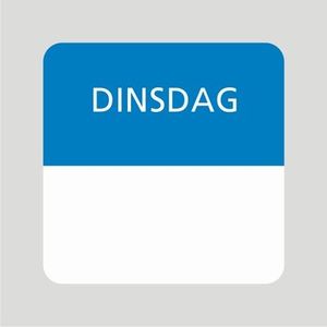 Voedsel etiket 25x25 mm wit permanent (diepvries) opdruk dinsdag blauw