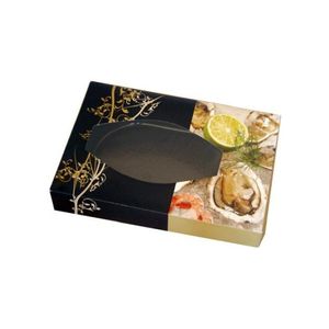 Cateringdoos met venster 46cm x 31cm x 8cm goud/bruin parelmoer