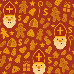 Cadeaupapier sinterklaas 30cm x 100m 006 gecoat papier 70gr / m2