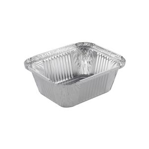 Aluminium bakjes rechthoekig 14.1cm x 11.6cm x 4.8cm 1vaks 500ml zilver