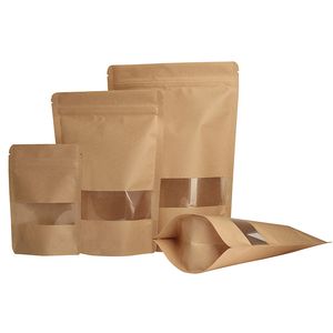 Stazakken 1000ml 18cm x 27cm 2x4.5cm bruin met venster gripsluiting & afscheurrand onbedrukt