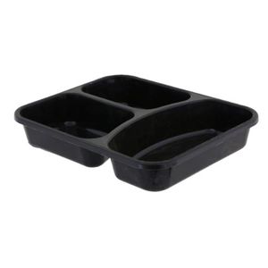 Menubak 22.7cm x 17.8cm x 5cm 530/325/325ml 3vaks zwart pp