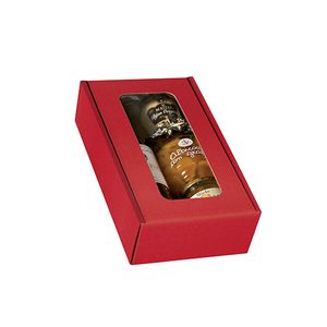 Geschenkdoos met venster 2 fles rood kraft