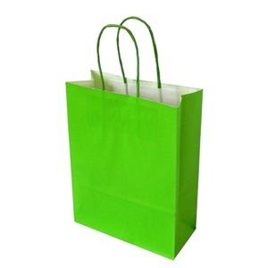 Draagtas papier 22cm x 10cm x 31cm lichtgroen onbedrukt gebleekt kraft 90gr / m2