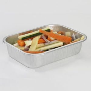 Aluminium bakjes rechthoekig 17.8cm x 13.6cm x 3.4cm 1vaks 609ml zilver