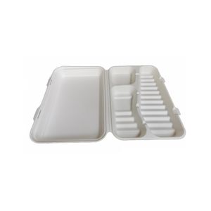 Menubox 32.2cm x 22.3cm x 6.3cm 3vaks wit bagasse/suikerriet