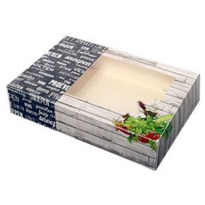 Cateringdoos met venster 36cm x 25cm x 8cm grijs/zwart crystal