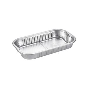 Aluminium bakjes rechthoekig 23.4cm x 13.8cm x 3cm 1vaks 700ml zilver